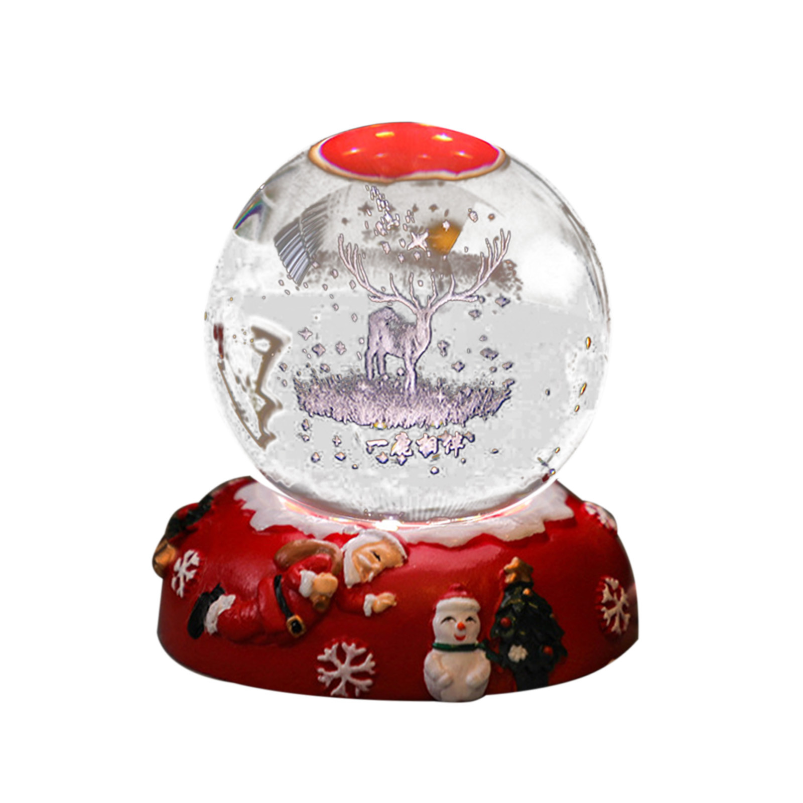 Harlier Christmas Water Snow Globes with Snowflakes, Lighted Base Laser Engraved Glass Snow Globe for Holiday, Music Box Decorative Ornaments, Snowman and Christmas Tree